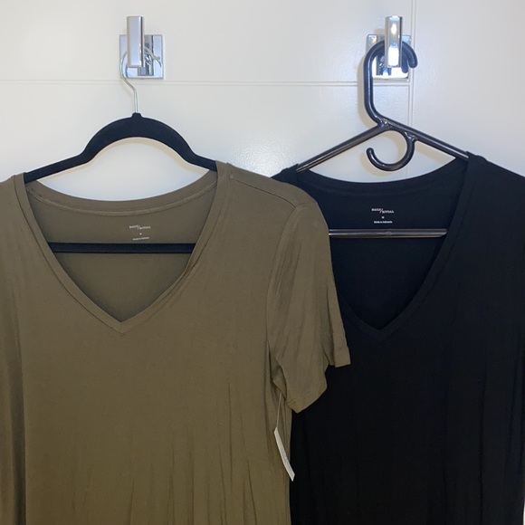 NWT Bundle 2 V-Neck T-Shirt Dresses Cotton Jersey Green and Black Size M - Picture 2 of 6